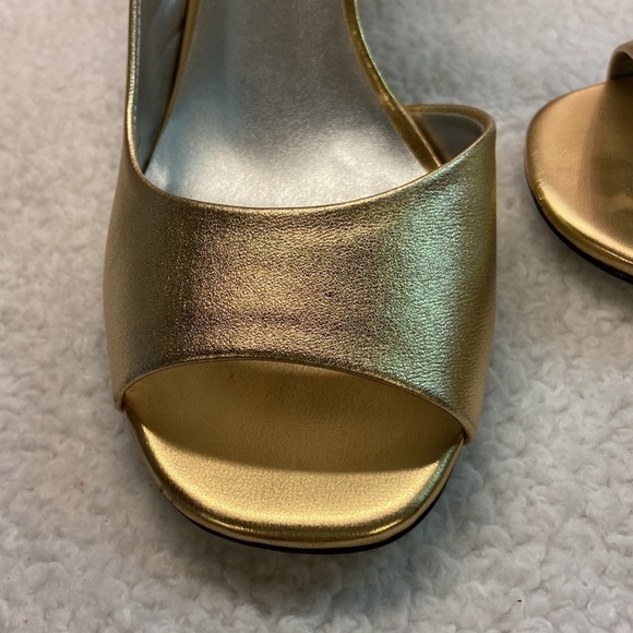 Jessica Simpson Kreme New Sable Metallic Leather Open Toe Slingback Dress Heel 6 - Picture 5 of 11